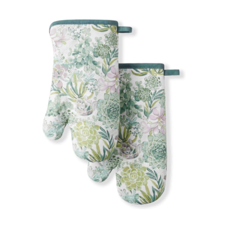 Heat-resistant oven mitts 2-piece set, suitable for baking and grilling