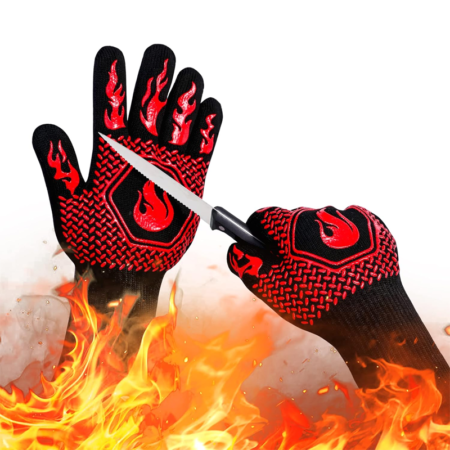 Heat-resistant gloves, non-slip silicone oven mitts - Red
