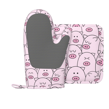 Heat-resistant oven mitts, silicone non-slip gloves, suitable for grilling, cooking and baking