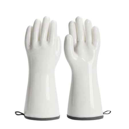 Food-grade heat-resistant gloves with finger design - White