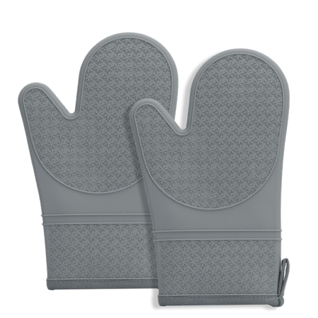 Silicone oven mitts, heat resistant to 500°F, BPA-free - Gray